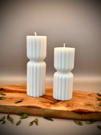 AXIS stacked cylinder sculptural soy wax candle set — unscented decorative candles by Beyond Candle Store