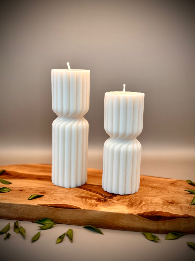 AXIS stacked cylinder sculptural soy wax candle set — unscented decorative candles by Beyond Candle Store