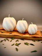 GRACE 3 sculptural soy wax candle set — unscented decorative candles by Beyond Candle Store