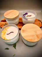 Crystal Candles jars with wooden lids - Rose Quartz, Amethyst, Citrine and White Quartz luxury coconut wax candles, handmade gift set by Beyond Candle Store