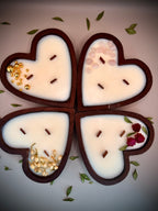 HEART hand-poured soy wax candle with wooden wick — Rose Quartz scent in wooden heart vessel by Beyond Candle Store
