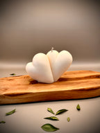 TWIN HEARTS sculptural soy wax candle — unscented decorative candle by Beyond Candle Store