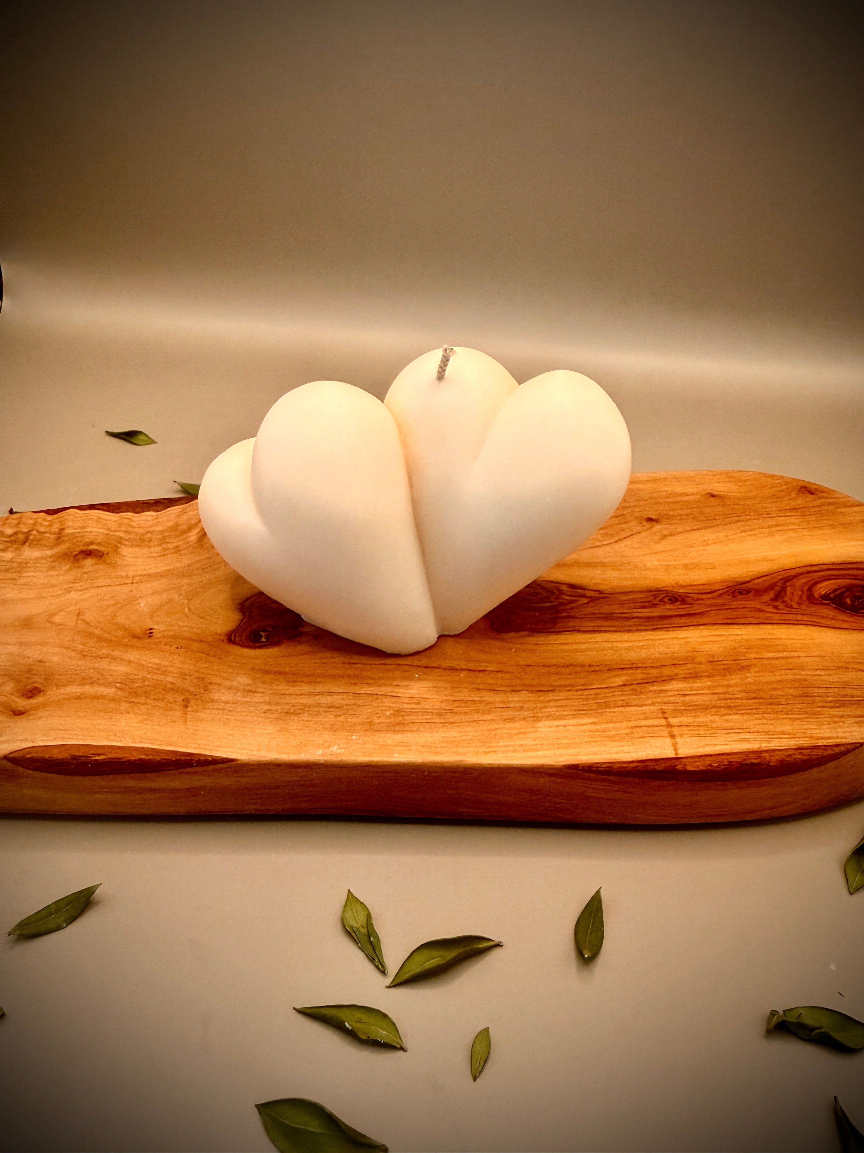 TWIN HEARTS Sculptural Candle | Soy Wax | Unscented Hand-Poured