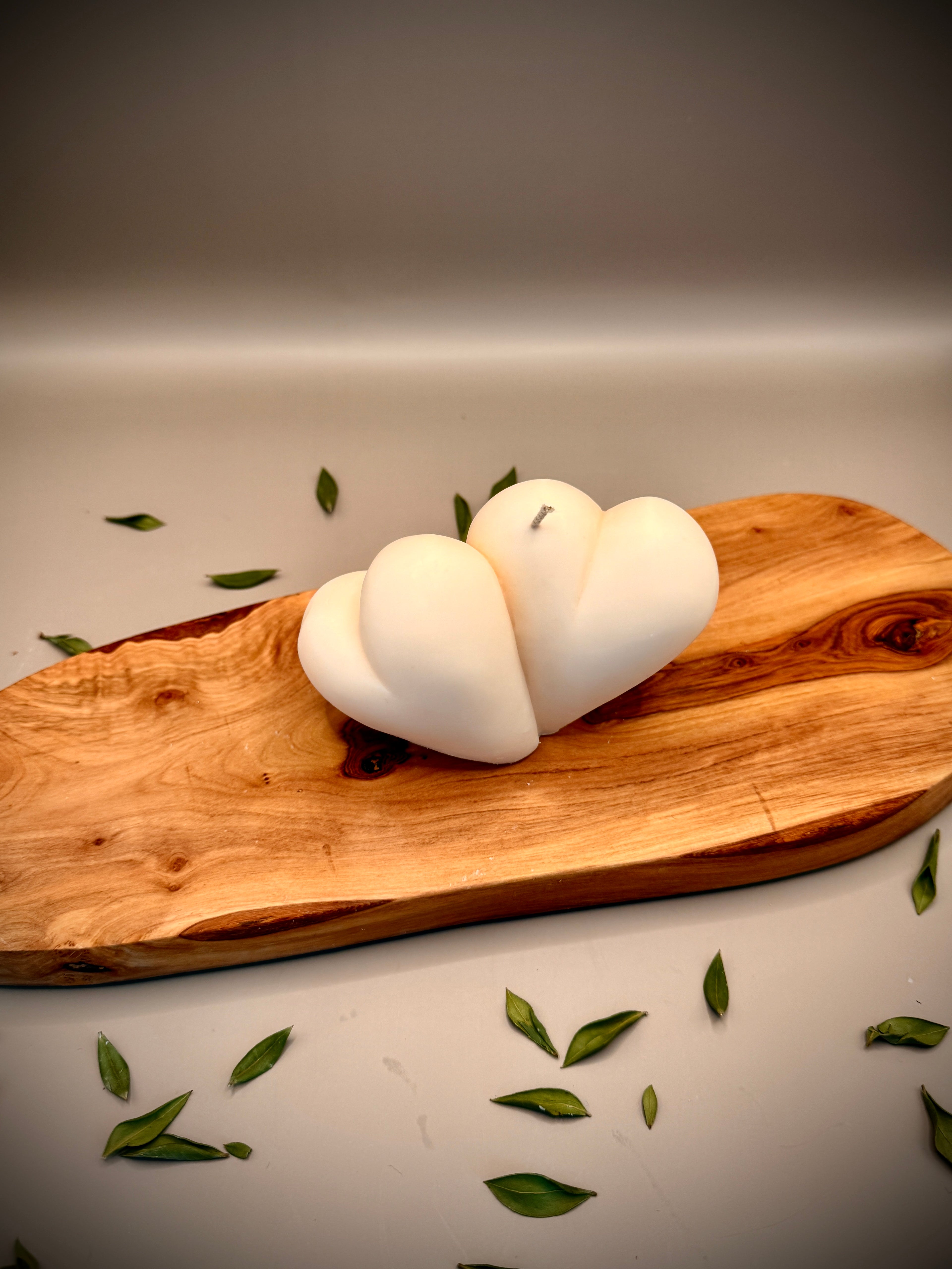 TWIN HEARTS Sculptural Candle | Soy Wax | Unscented Hand-Poured