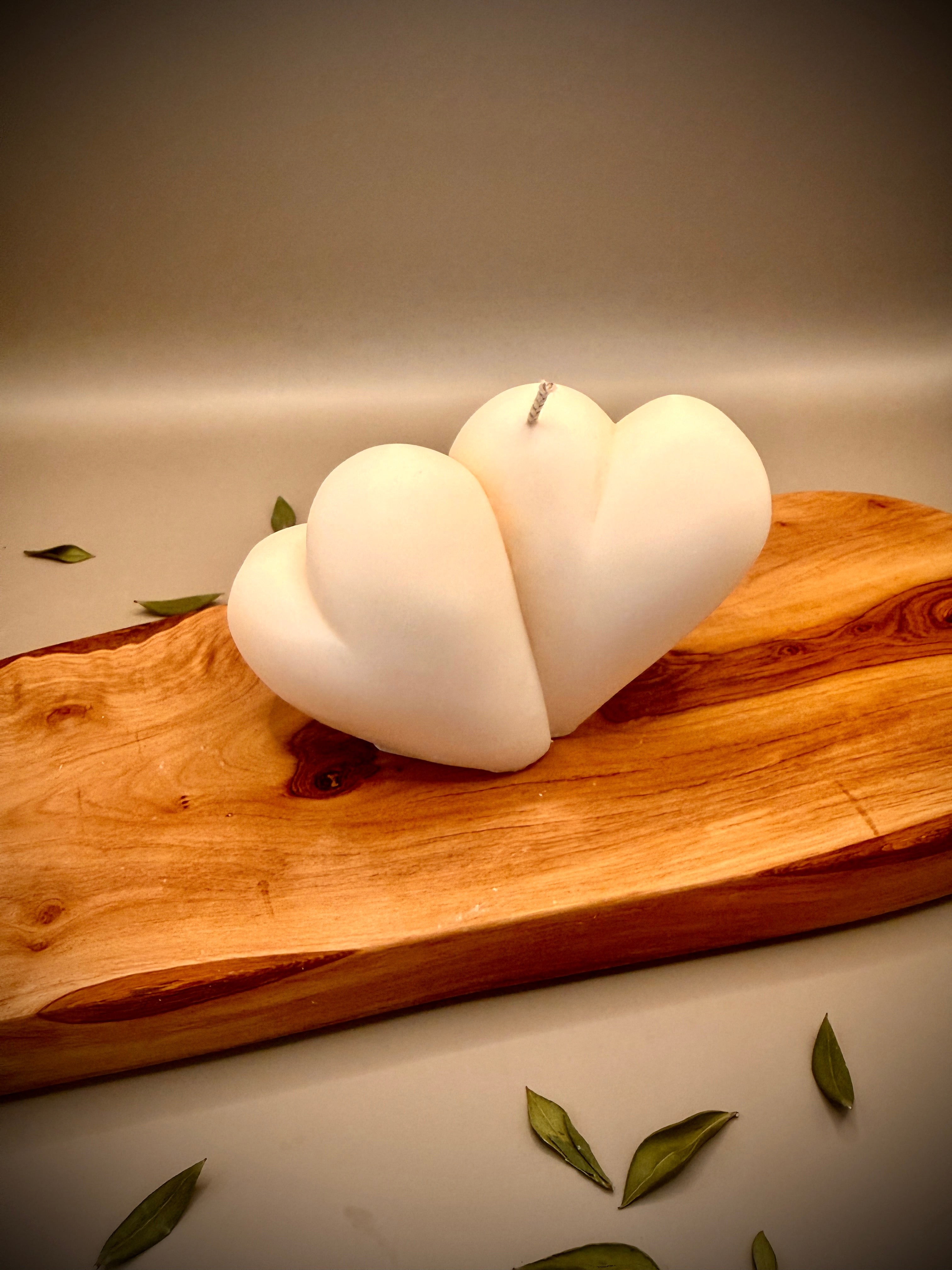 TWIN HEARTS Sculptural Candle | Soy Wax | Unscented Hand-Poured
