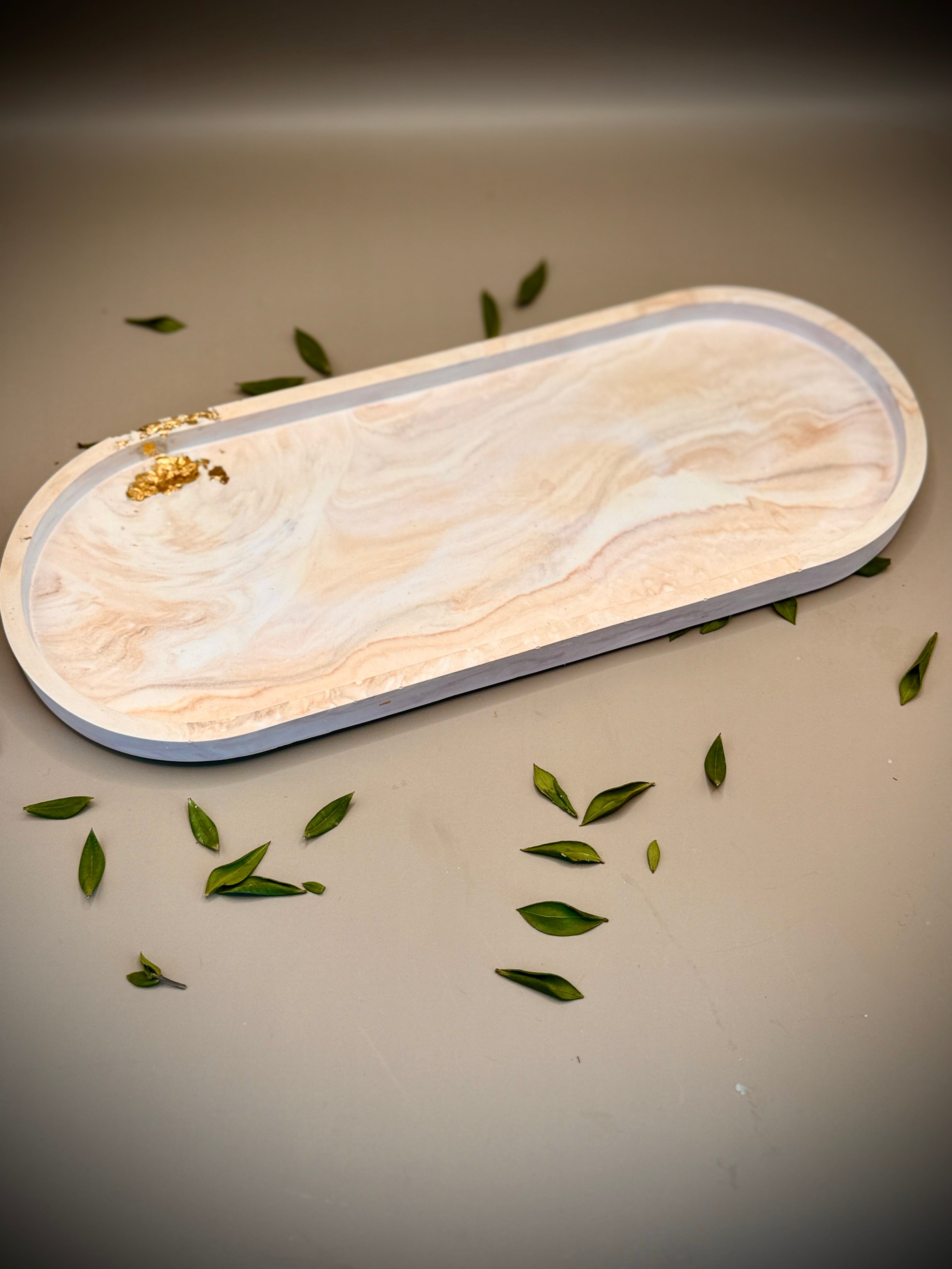 MARBLED Candle Tray — hand-molded ceramic candle accessory by Beyond Candle Store