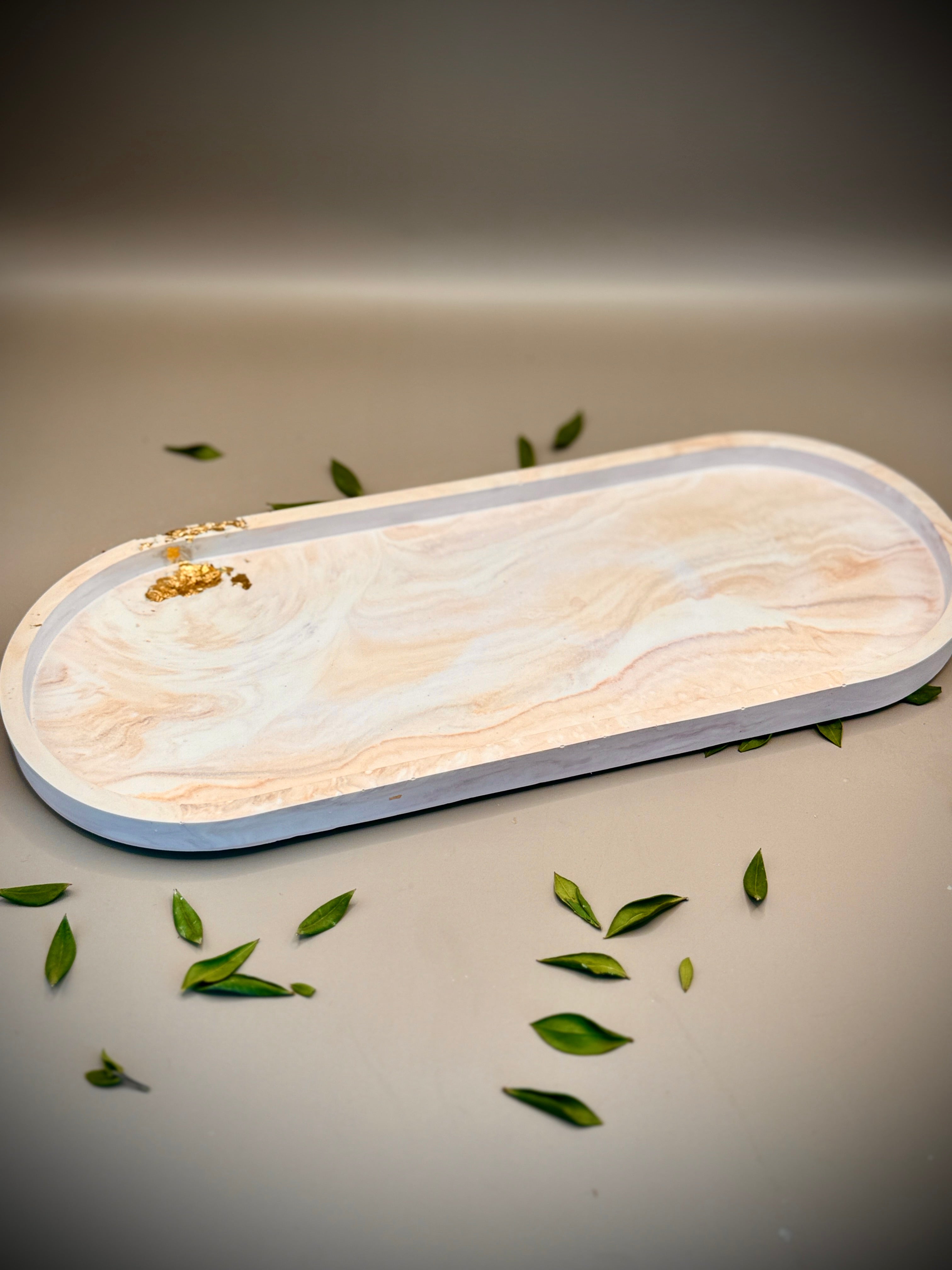 MARBLED Candle Tray — hand-molded ceramic candle accessory by Beyond Candle Store