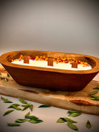 MOORED hand-poured soy wax candle in wooden vessel with 3 wooden wicks — Teakwood & Mahogany / White Tea & Fig fragrance by Beyond Candle Store