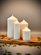 OASIS tent pyramid sculptural soy wax candle set — unscented decorative candles by Beyond Candle Store