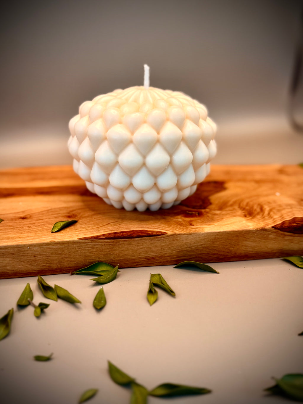 PINE sculptural soy wax candle — unscented decorative candle by Beyond Candle Store