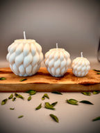 TRIAD CURVES sculptural soy wax candle set — unscented decorative candles by Beyond Candle Store