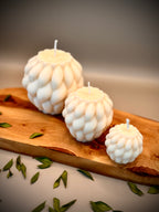 TRIAD CURVES sculptural soy wax candle set — unscented decorative candles by Beyond Candle Store