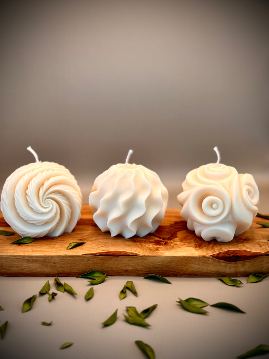TRIADE sculptural soy wax candle set — unscented decorative candles by Beyond Candle Store