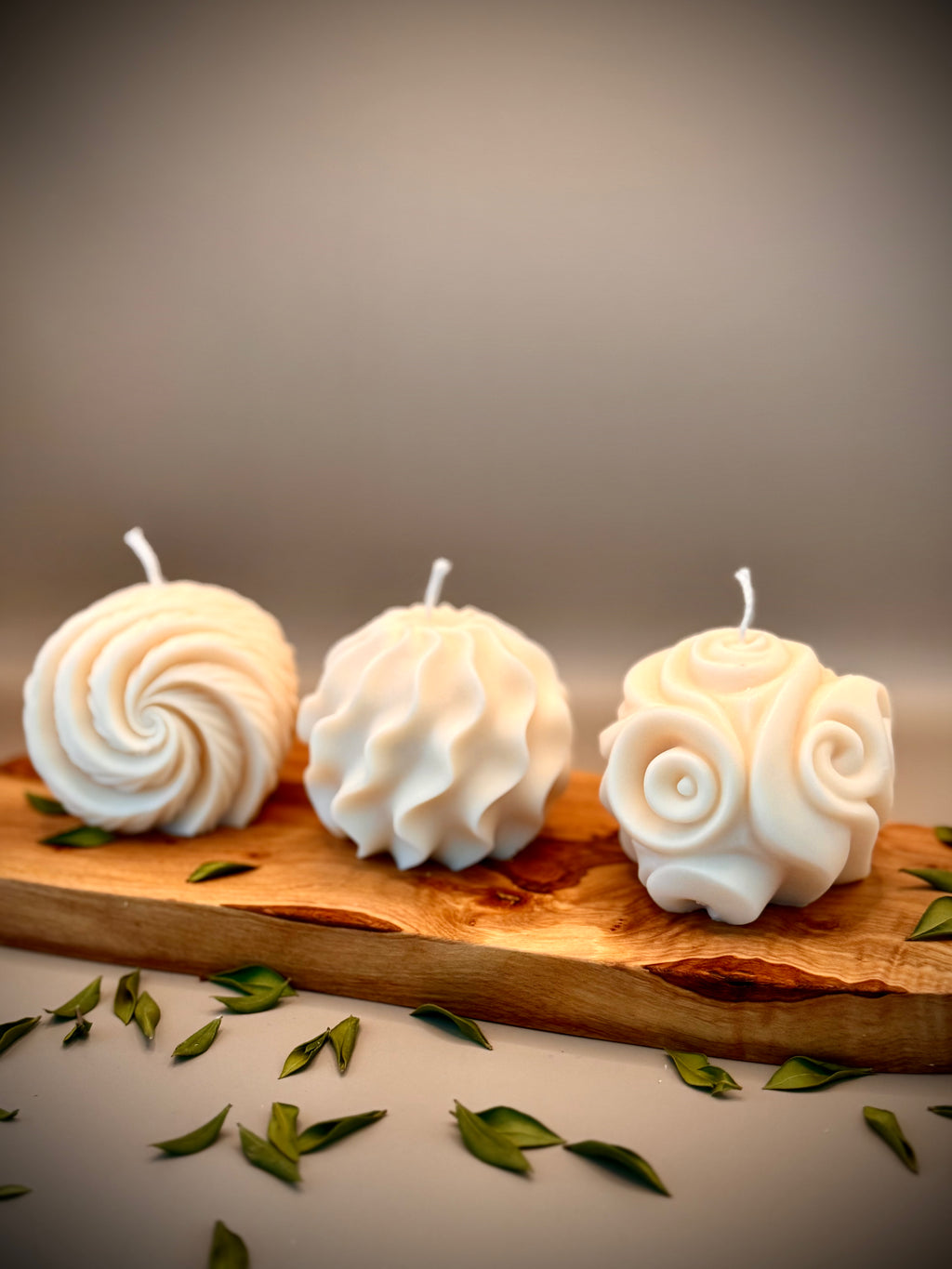 TRIADE sculptural soy wax candle set — unscented decorative candles by Beyond Candle Store
